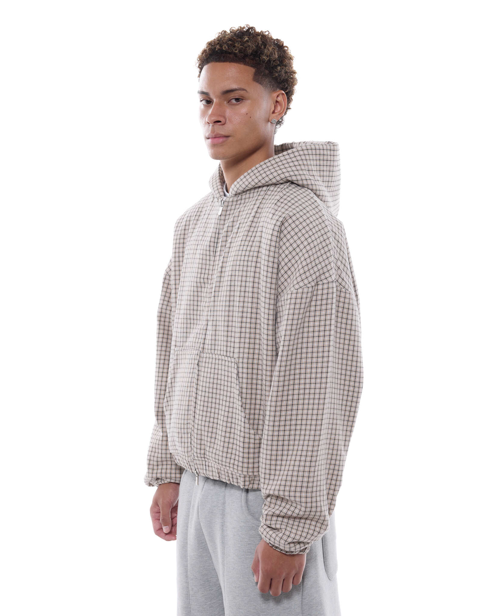CHECKERED ZIP UP - CREAM/BLACK - Image 8