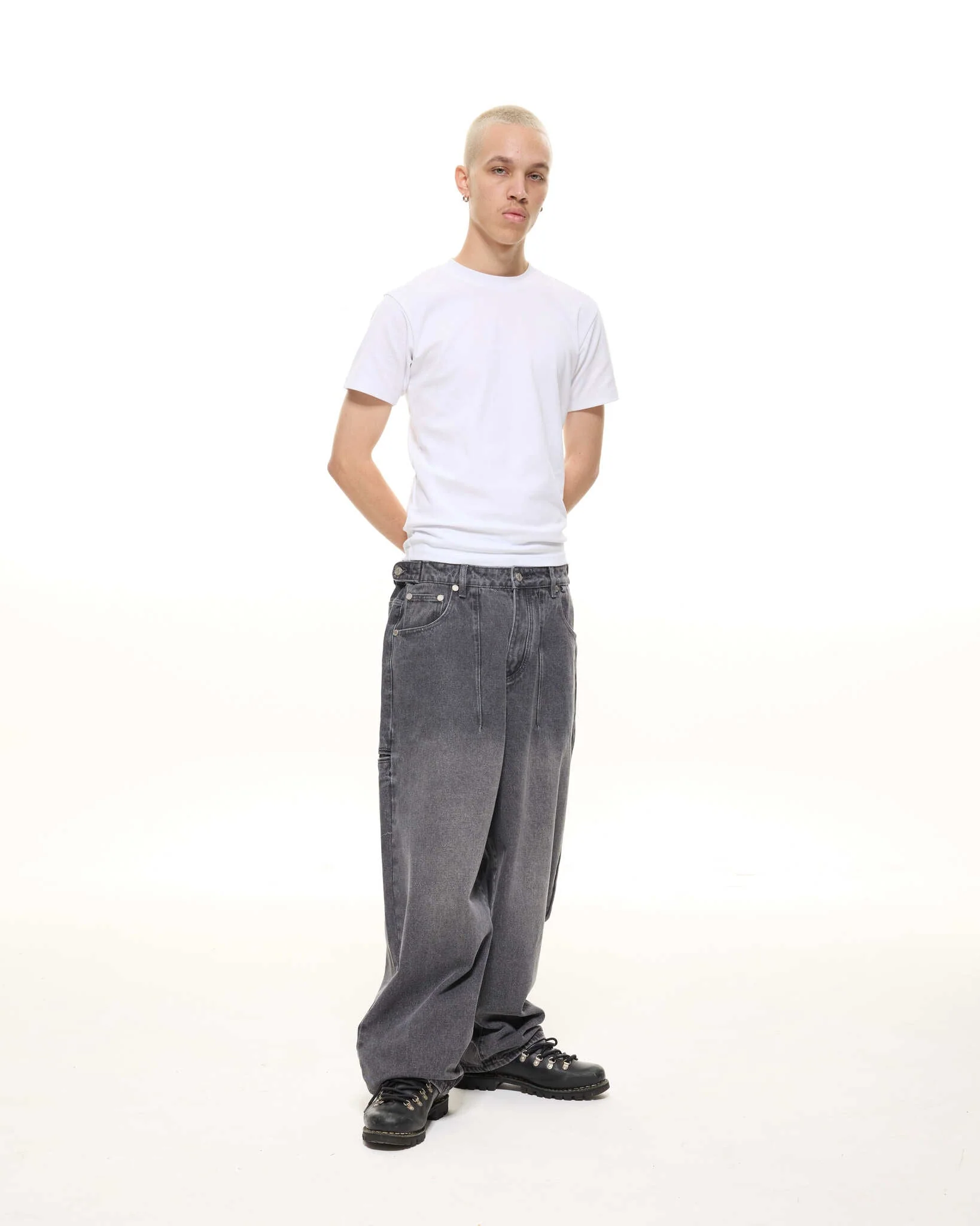DENIM BAGGY JEANS - WASHED BLACK - Image 6