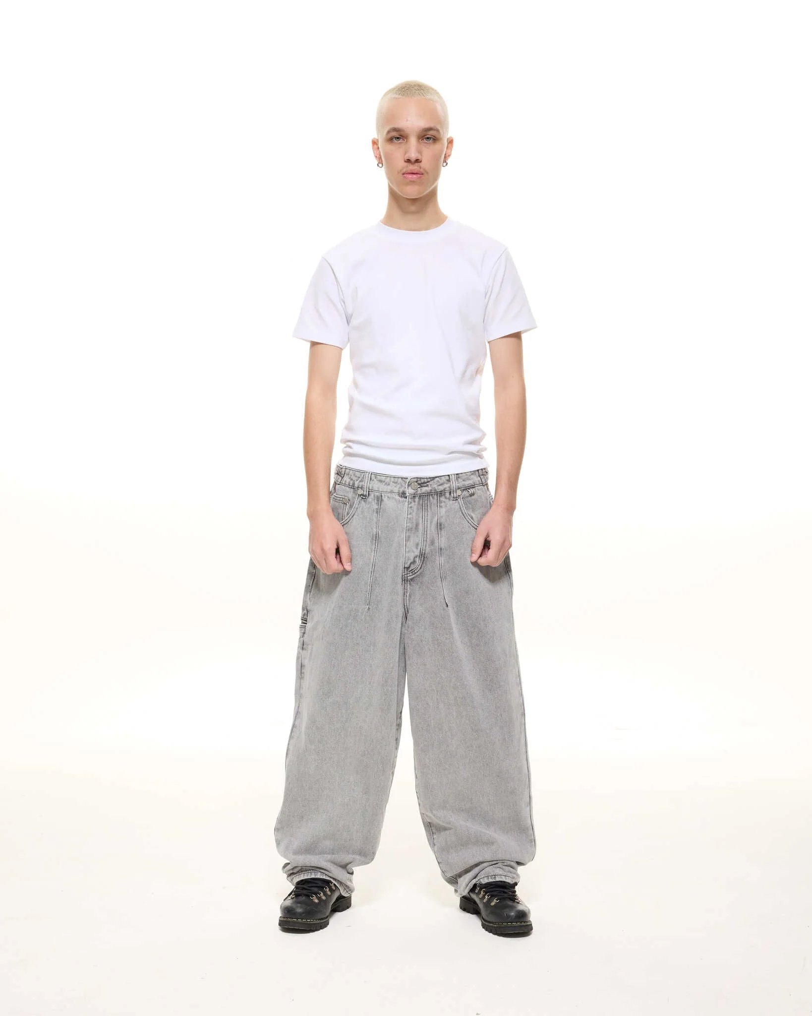 DENIM BAGGY JEANS - WASHED GREY - Image 3