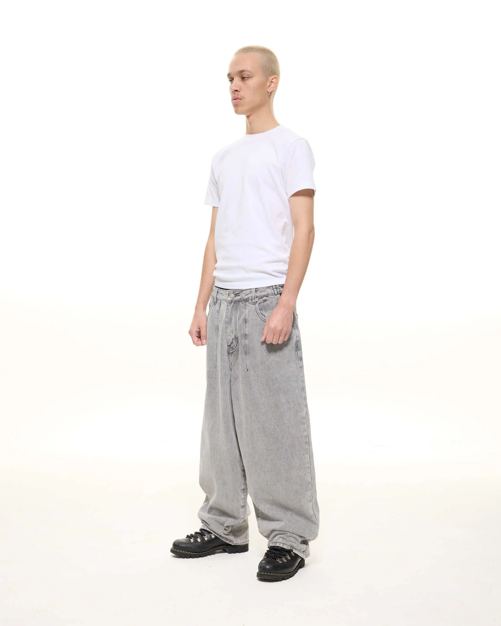 DENIM BAGGY JEANS - WASHED GREY - Image 4