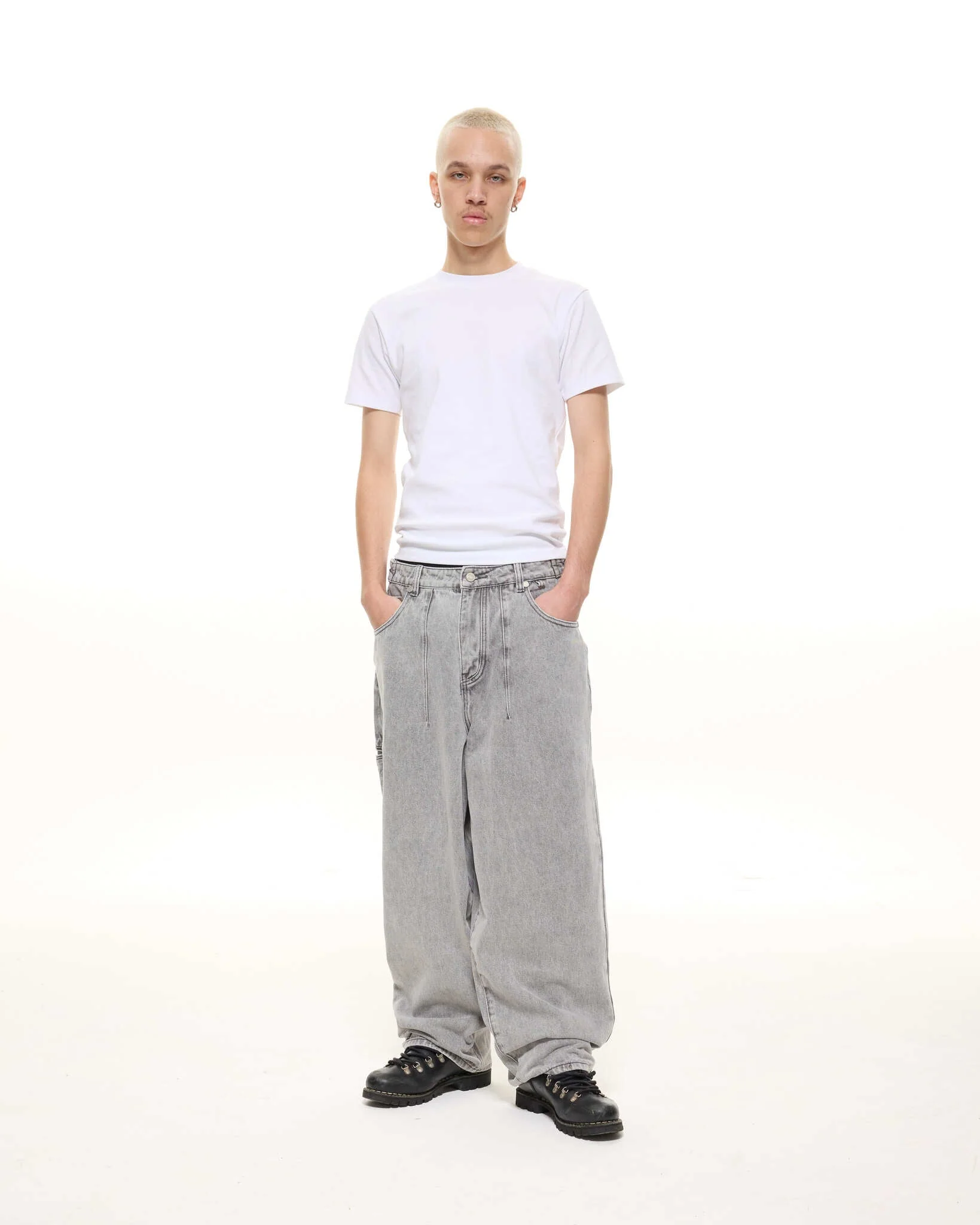 DENIM BAGGY JEANS - WASHED GREY - Image 6