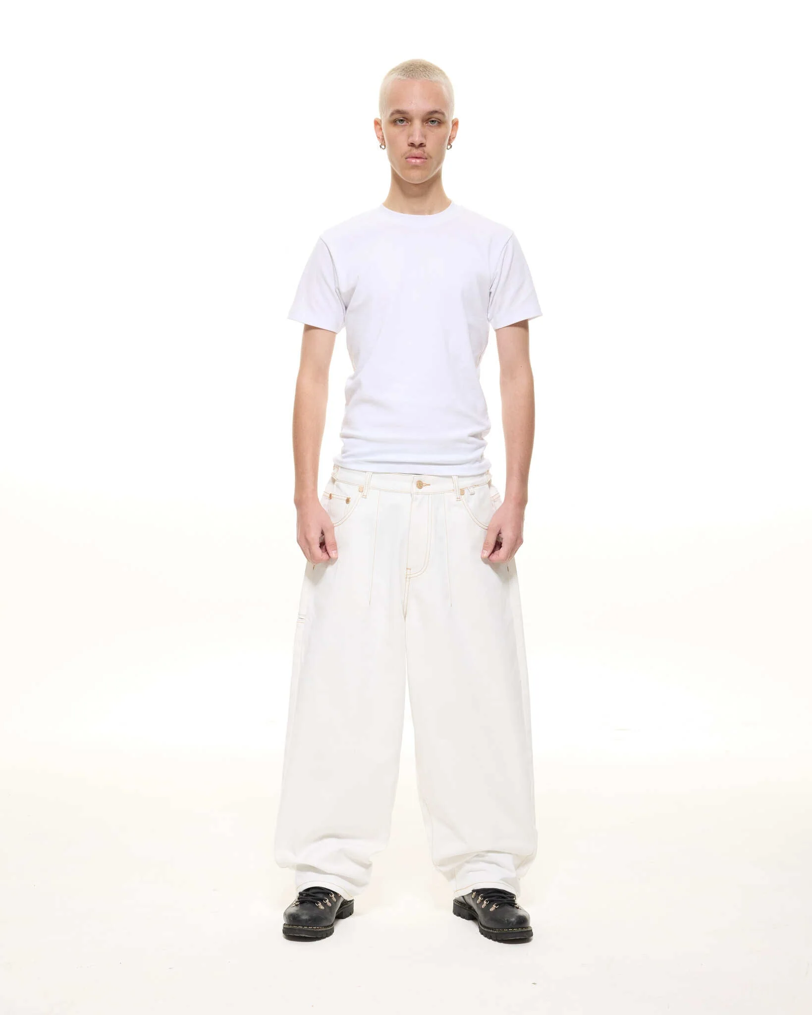 DENIM BAGGY JEANS - WHITE - Image 3