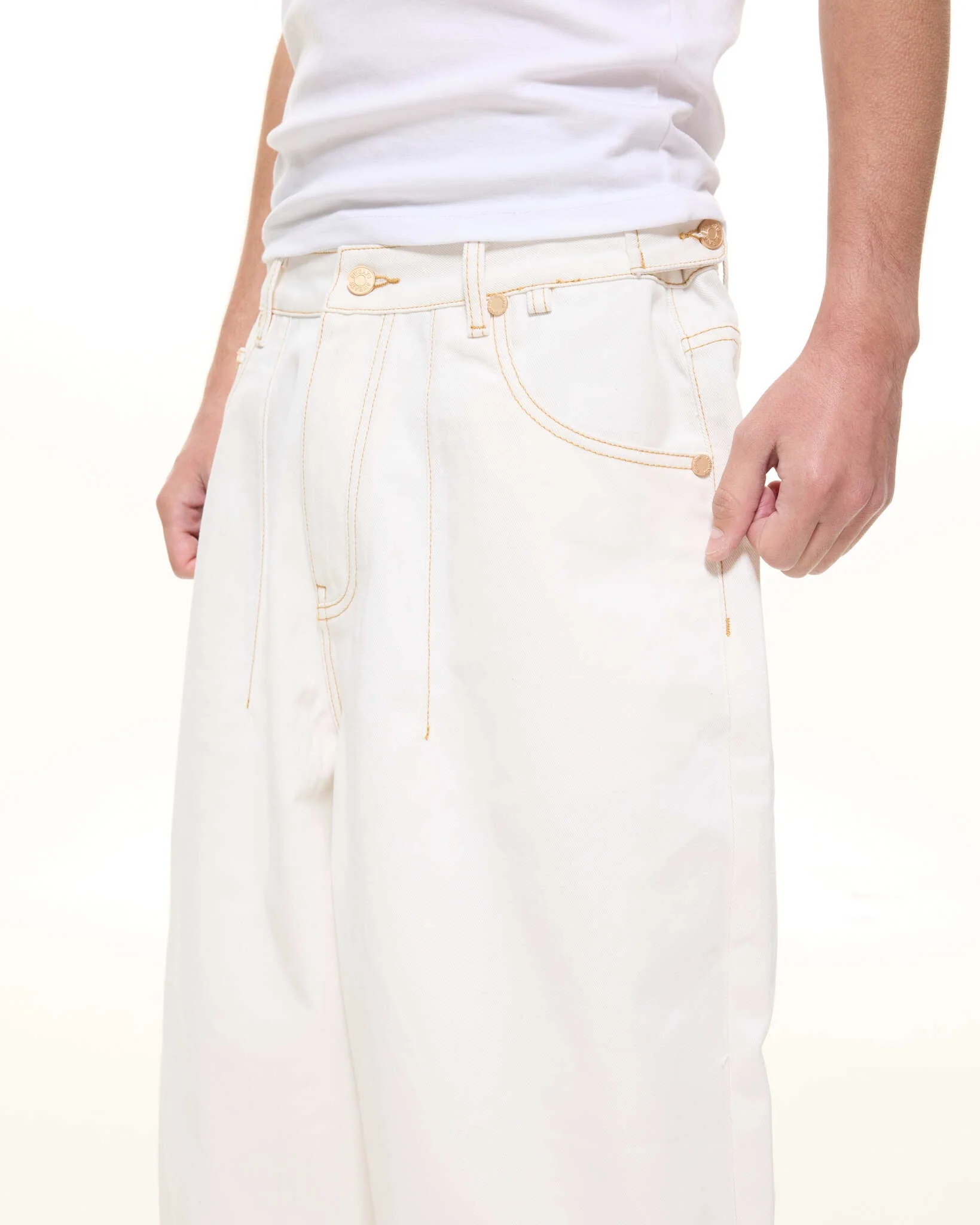 DENIM BAGGY JEANS - WHITE - Image 5
