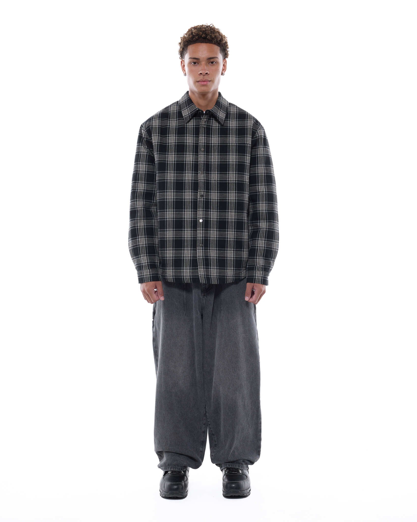 FLANNEL JACKET - BLACK - Image 3