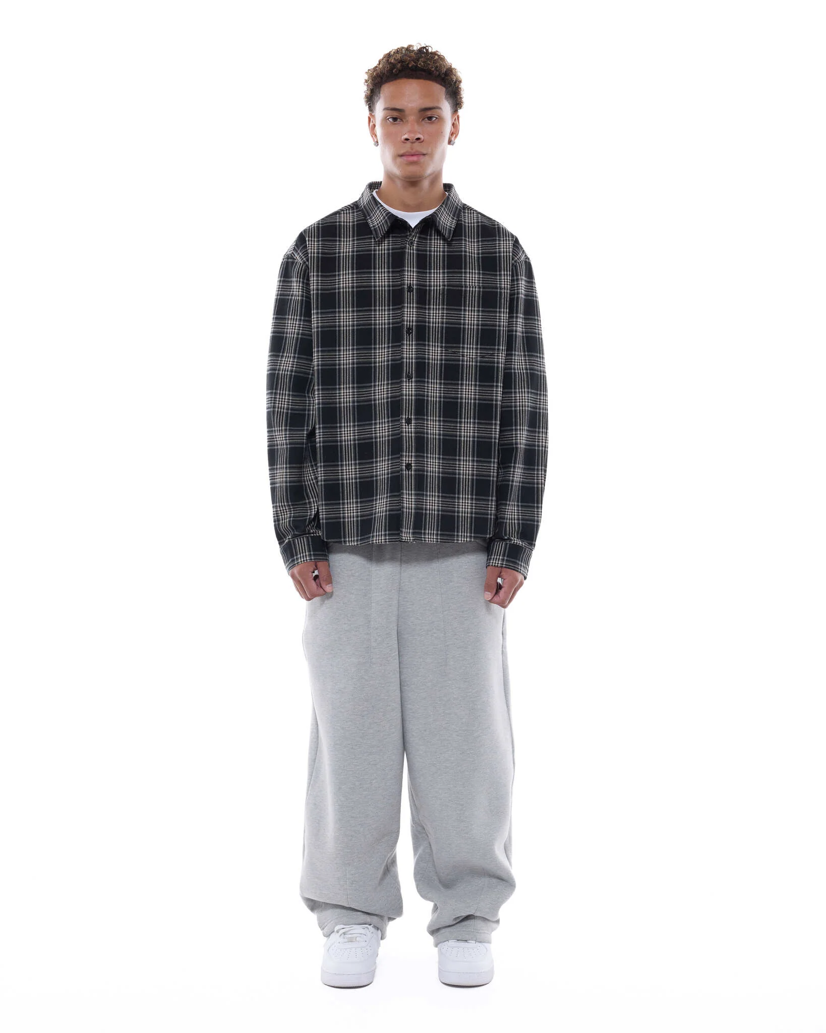FLANNEL LS SHIRT - BLACK - Image 3