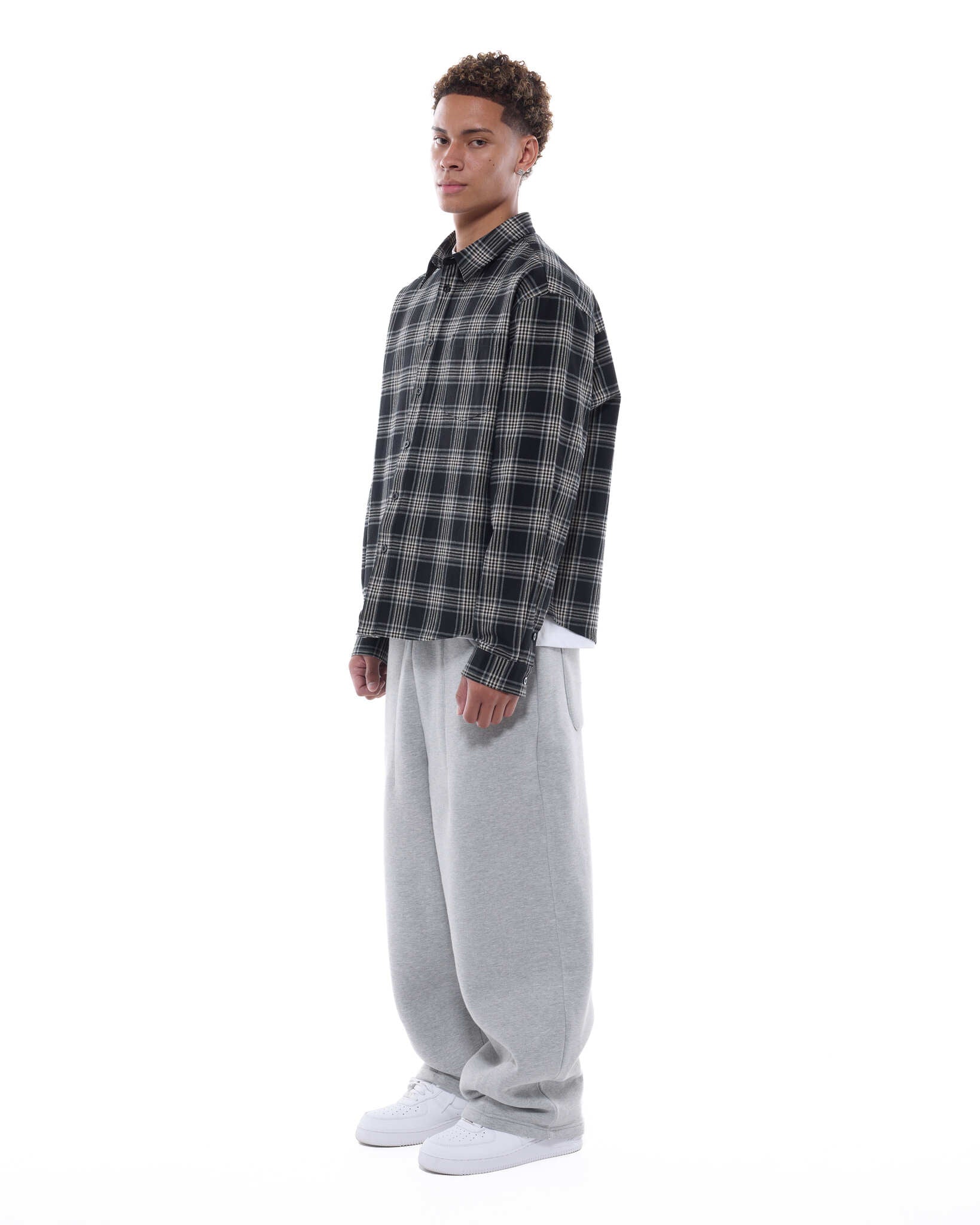 FLANNEL LS SHIRT - BLACK - Image 4