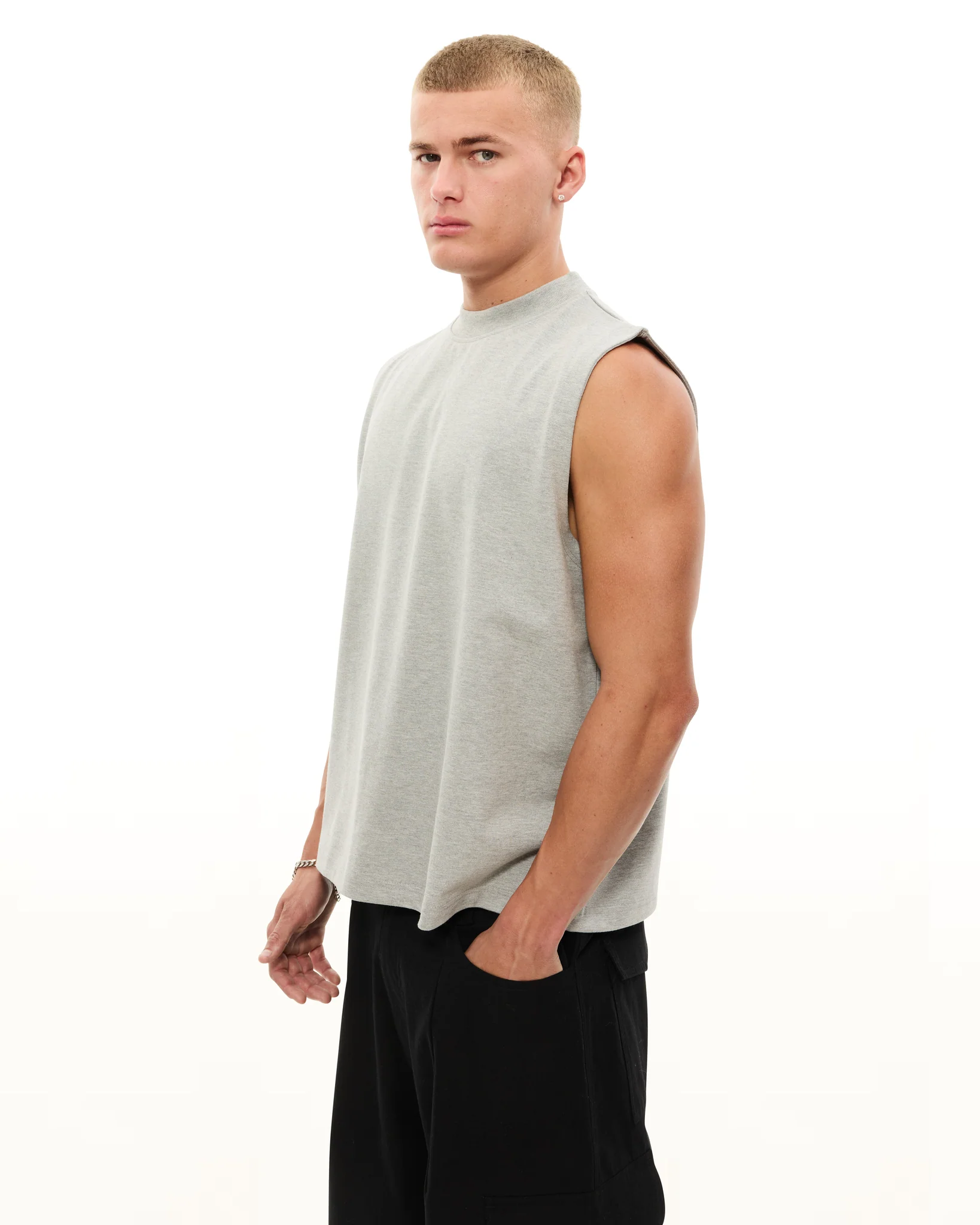 MUSCLE TEE - GREY MELANGE - Image 4