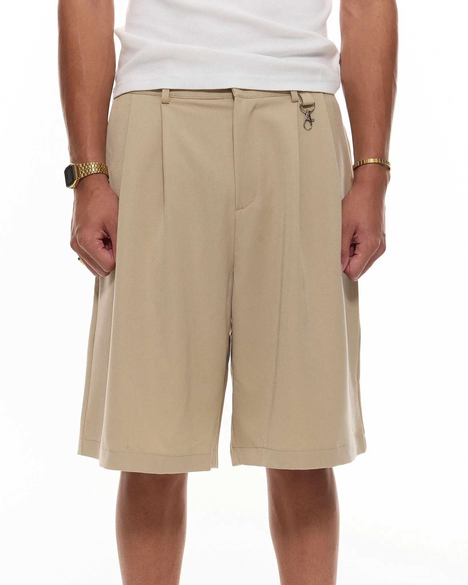 PLEATED SHORTS - SAND - Image 5