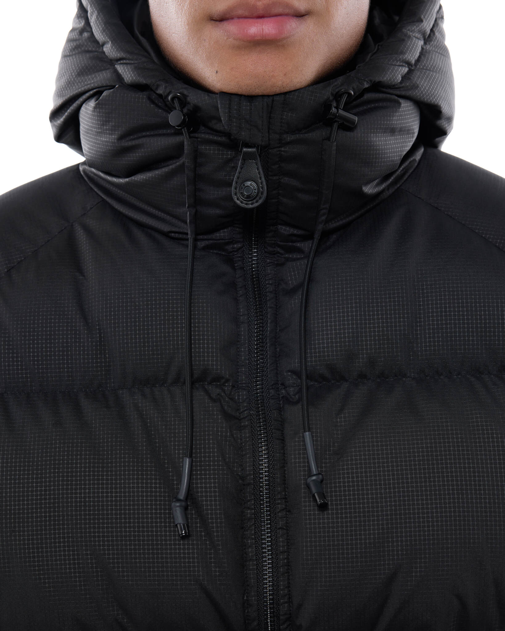 HOODED PUFFER JACKET - BLACK - Image 5